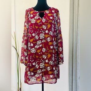 Fall Floral Dress with Bell Sleeves- Women’s Medium